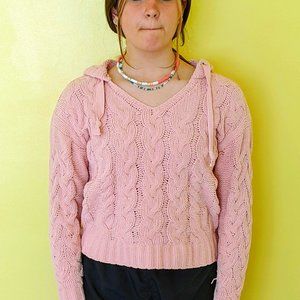 Women's Aeropostale Pink Chunky Knit Cropped Sweater